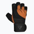 Γάντια προπόνησης RDX L4 Open Finger Micro Plus Gym tan/black 2