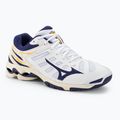 Ανδρικά παπούτσια βόλεϊ Mizuno Wave Voltage λευκό / μπλε κορδέλα / mp χρυσό