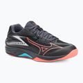 Mizuno Thunder Blade Z παπούτσι βόλεϊ μαύρο/νέον φλόγα/μπλε παγωνιά