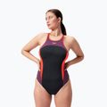 Speedo High Neck Splice Cross Back ολόσωμο μαγιό μαύρο/plum dandy/siren red 5