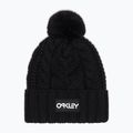 Oakley Harper Pom Beanie μαύρο/λευκό λογότυπο χειμερινό καπέλο