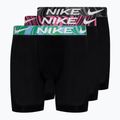 Ανδρικό μποξεράκι Nike Dri-Fit Essential Micro Boxer Brief 3 ζεύγη black/aquarius bleu/laser fuchsia/grey