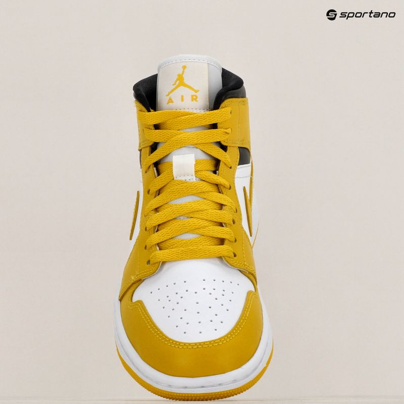 Nike Air Jordan 1 Mid γυναικεία παπούτσια λευκό/μαύρο/ζωντανό θειάφι 9