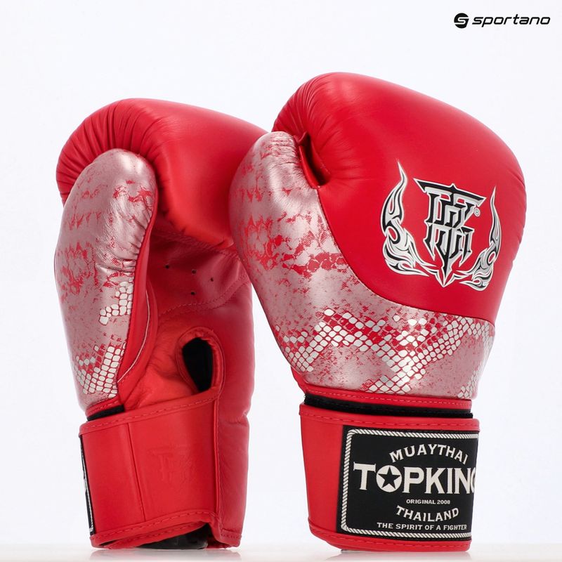 Top King Muay Thai Power Snake κόκκινα/ασημί γάντια πυγμαχίας 7