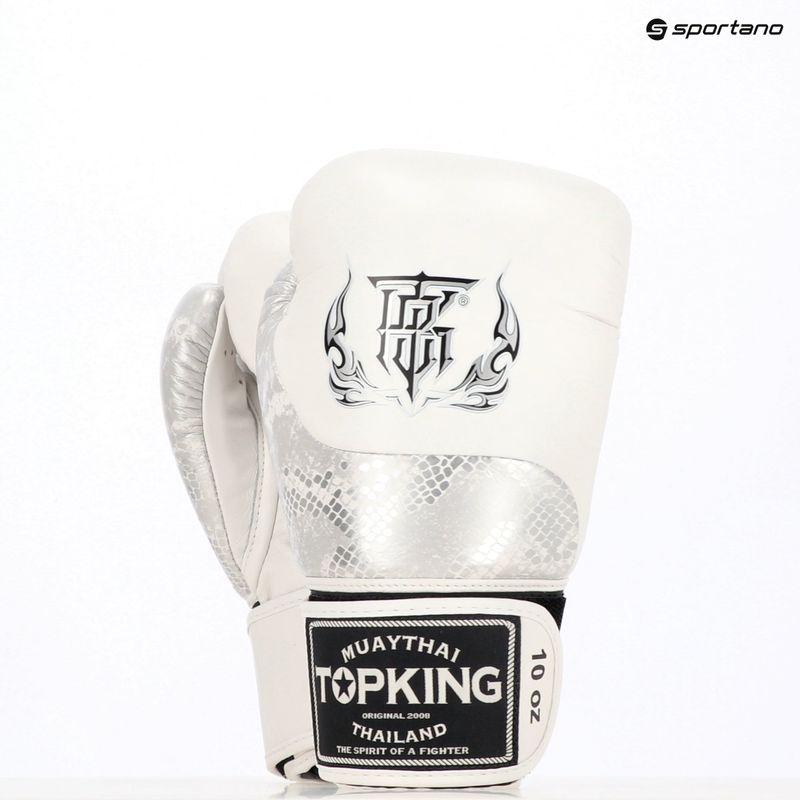 Top King Muay Thai Power Snake λευκά/ασημένια γάντια πυγμαχίας 7