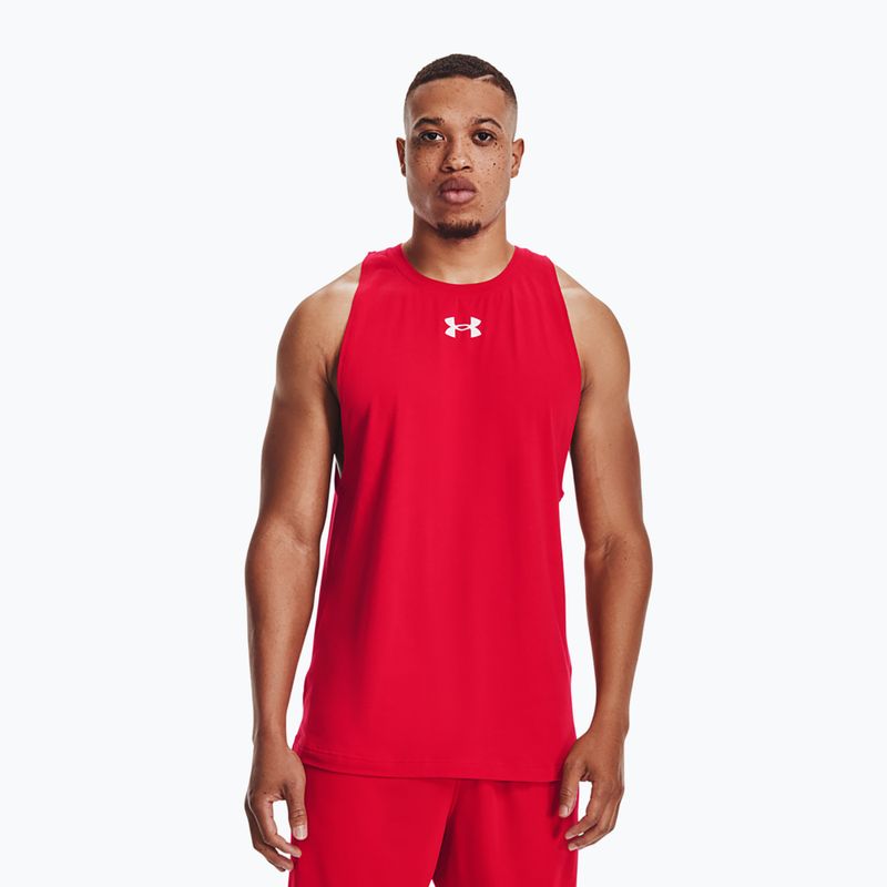 Ανδρικό μπλουζάκι μπάσκετ Under Armour Baseline Cotton Tank red/white/white