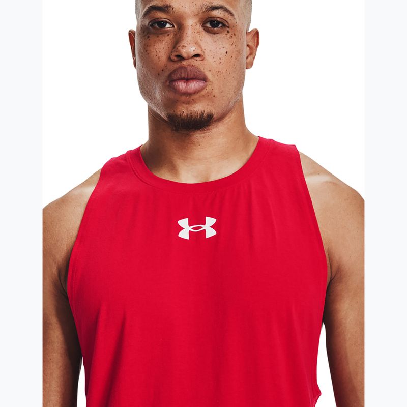 Ανδρικό μπλουζάκι μπάσκετ Under Armour Baseline Cotton Tank red/white/white 4