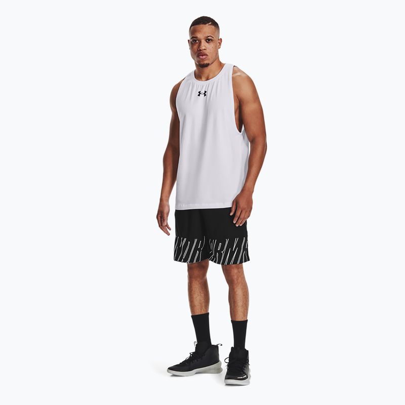 Under Armour Baseline Cotton Tank 100 ανδρική φανέλα μπάσκετ λευκό και μαύρο UAR-1361901100-100 2