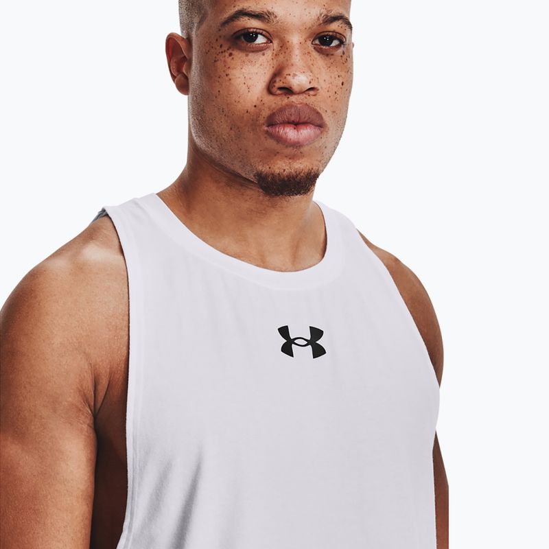 Under Armour Baseline Cotton Tank 100 ανδρική φανέλα μπάσκετ λευκό και μαύρο UAR-1361901100-100 4