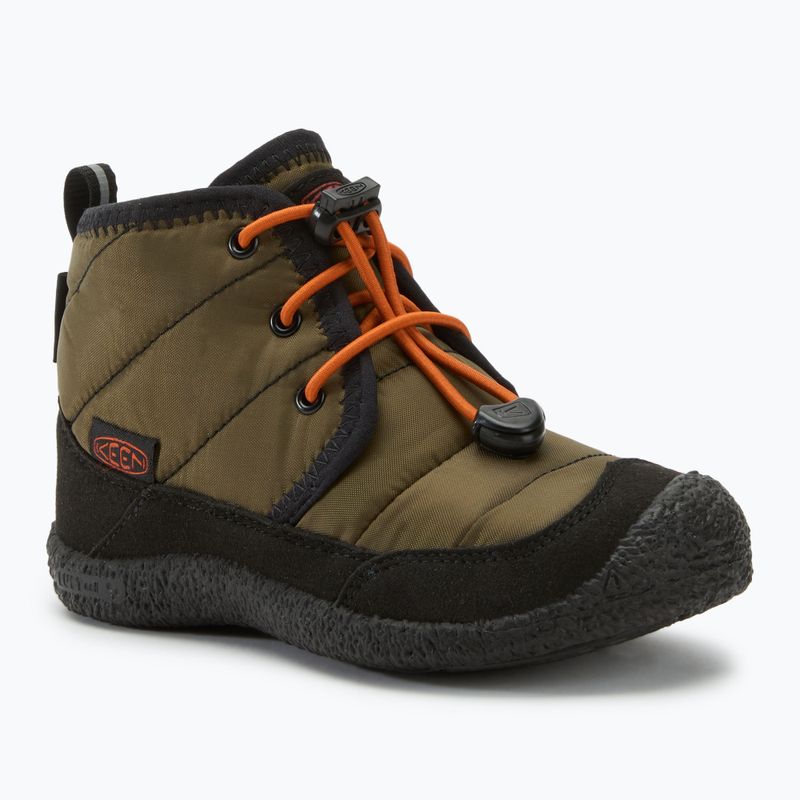 KEEN Howser II Chukka WP παιδικές μπότες σκούρα ελιά/χρυσή φλόγα