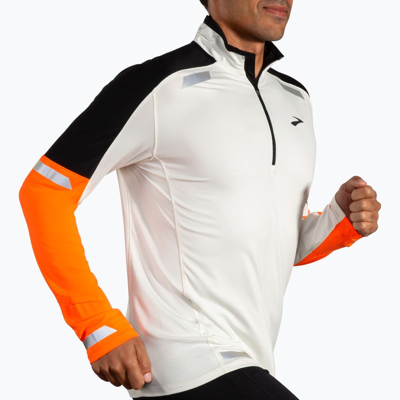 Ανδρικό φούτερ για τρέξιμο Brooks Run Visible 1/2 Zip 2.0 ecru/fluoro flash/black 3