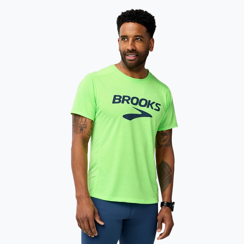 Ανδρική μπλούζα Brooks Distance 3.0 neo limeade/brooks logo running shirt