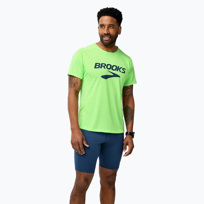 Ανδρική μπλούζα Brooks Distance 3.0 neo limeade/brooks logo running shirt 2