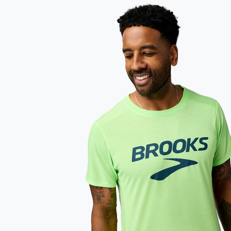 Ανδρική μπλούζα Brooks Distance 3.0 neo limeade/brooks logo running shirt 4