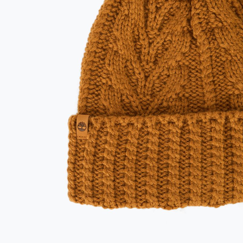 Γυναικείος χειμερινός σκούφος Timberland Cable Premium Pom Beanie wheat 3