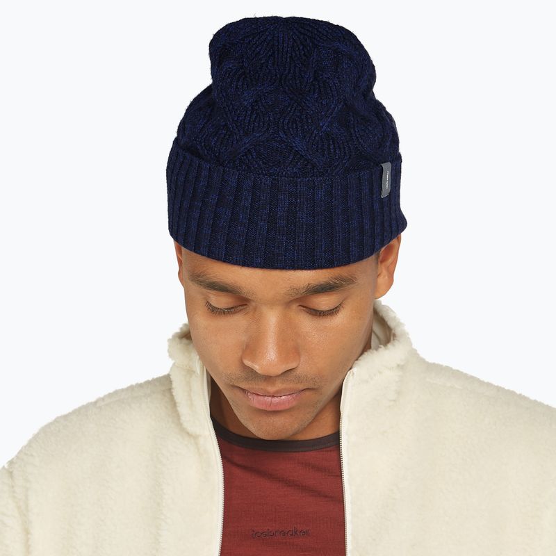 Icebreaker Merino Cable Knit χειμερινό σκουφάκι midnight navy/ royal navy 2