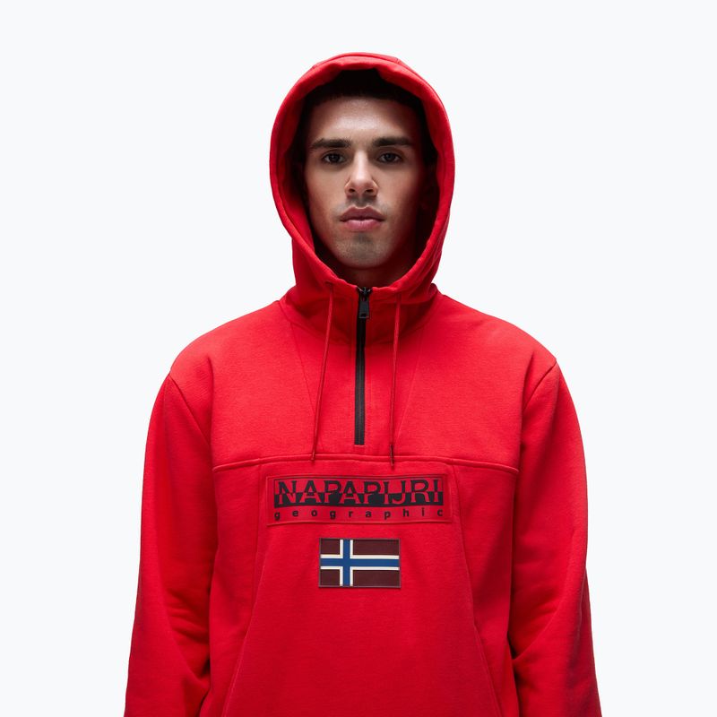 Ανδρικό Napapijri Burgee Half Zip Hooded 2.0 κόκκινο goji φούτερ με κουκούλα 4