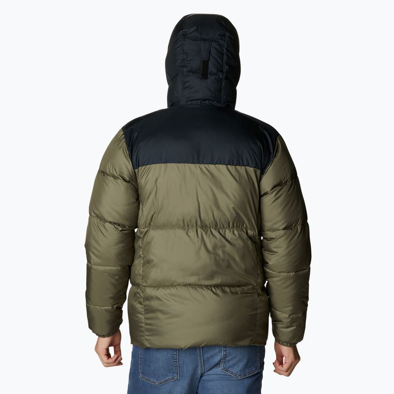 Columbia Puffect II Hooded πέτρινο πράσινο/ μαύρο ανδρικό πουπουλένιο μπουφάν με κουκούλα 2