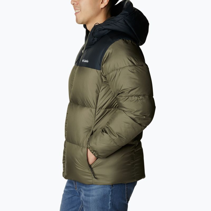 Columbia Puffect II Hooded πέτρινο πράσινο/ μαύρο ανδρικό πουπουλένιο μπουφάν με κουκούλα 3