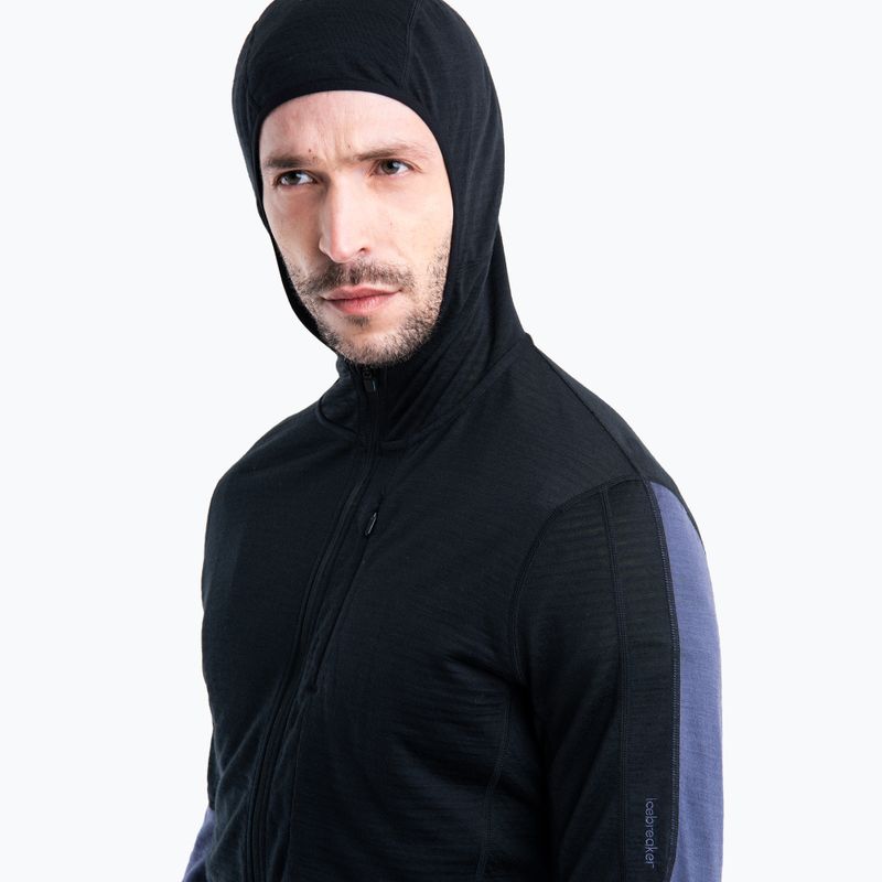 Ανδρικό Icebreaker Merino 200 Realfleece Descender Zip Hoodie μαύρο/γραφίτης 4