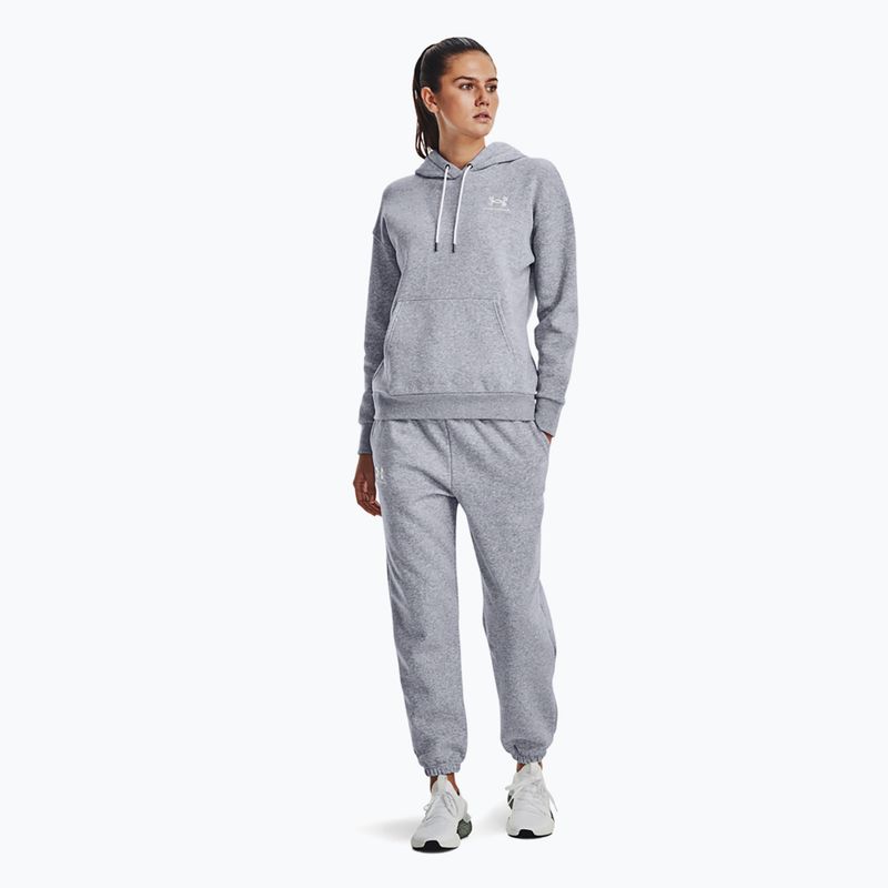 Under Armour Essential Fleece Joggers mod grey light heather/white γυναικείο παντελόνι προπόνησης 2