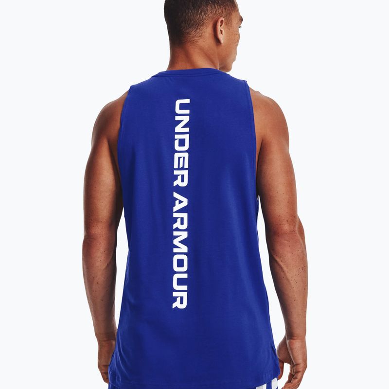 Under Armour Baseline Cotton Tank ανδρικό μπλουζάκι μπάσκετ μπλε 1361901 2