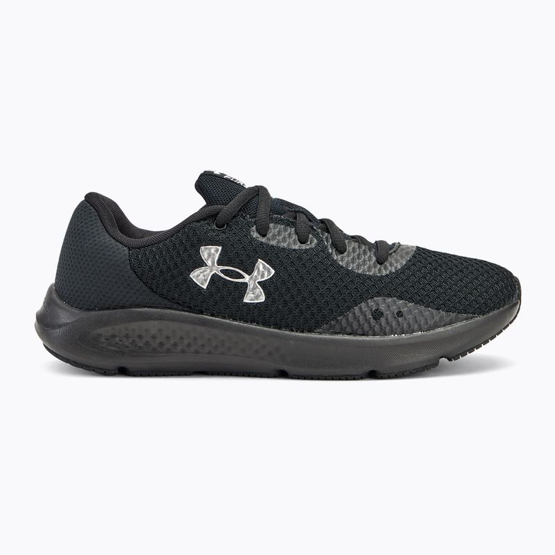 Under Armour Charged Pursuit 3 γυναικεία παπούτσια για τρέξιμο μαύρο/μαύρο/μεταλλικό ασήμι 2