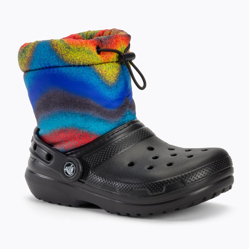 Παιδικές μπότες χιονιού Crocs Classic Lined Spray Dye Boot Kids black/multi