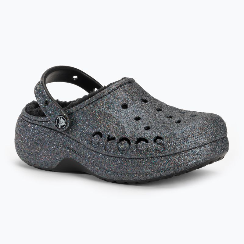 Γυναικείες παντόφλες Crocs Baya Platform Lined Glitter Clog black giltter 2