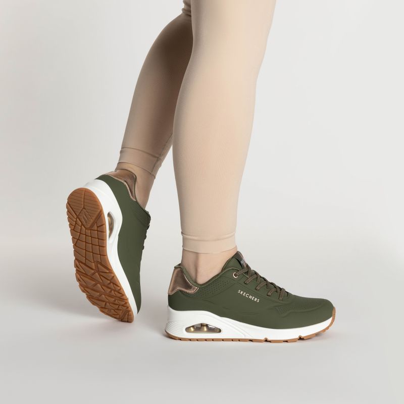 SKECHERS Uno Shimmer Away olive/rose gold/mesh γυναικεία παπούτσια 2