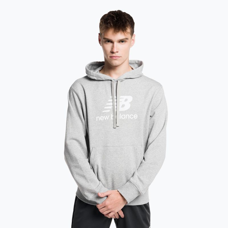 Ανδρικό φούτερ προπόνησης New Balance Essentials Stacked Logo French Terry Hoodie γκρι MT31537AG