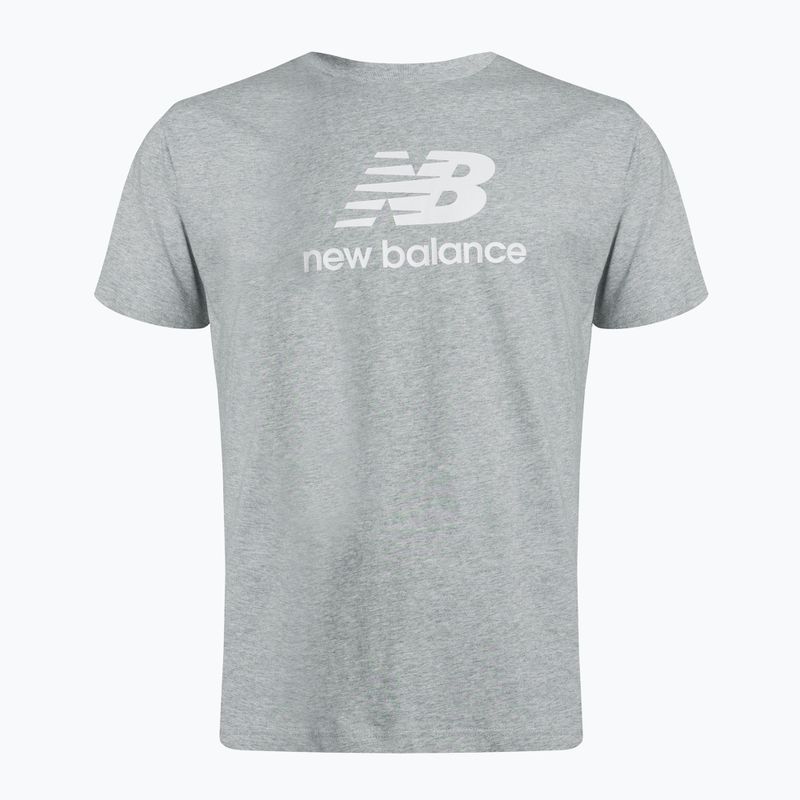 New Balance Essentials Stacked Logo Co γκρι ανδρικό μπλουζάκι προπόνησης MT31541AG 5