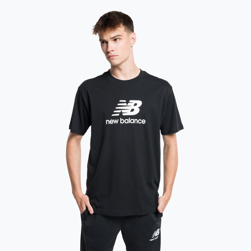 New Balance Essentials Stacked Logo Co ανδρικό μπλουζάκι προπόνησης μαύρο MT31541BK