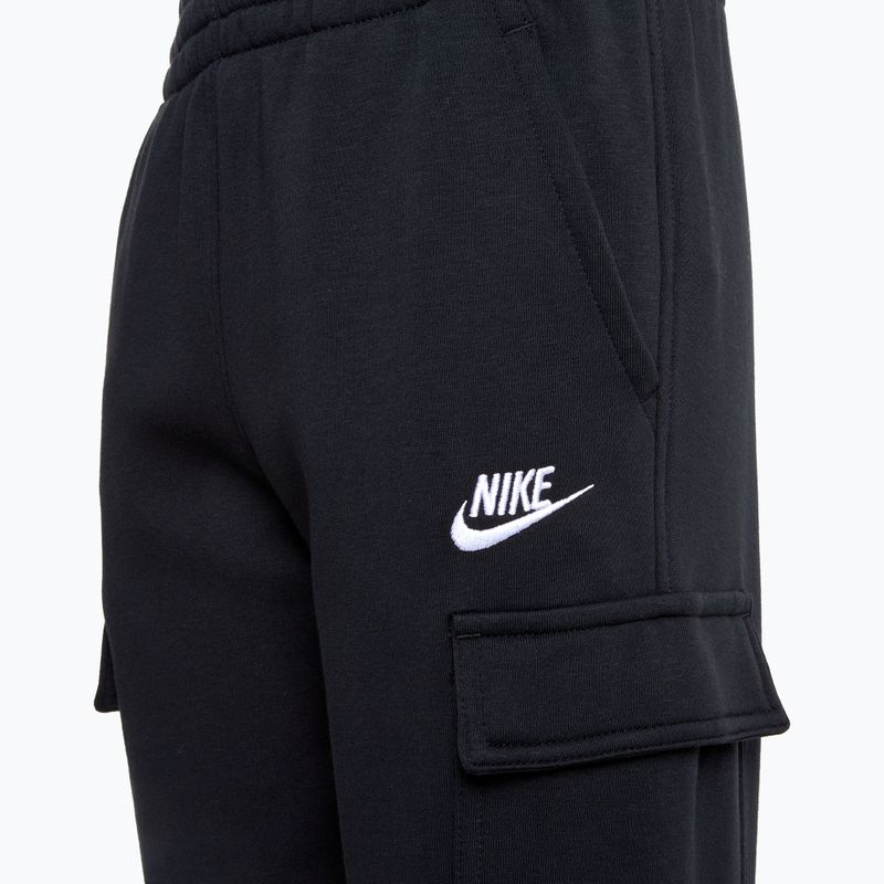 Παιδικό παντελόνι Nike Sportswear Club Fleece μαύρο/μαύρο/λευκό 3