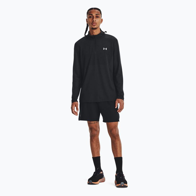 Ανδρικό Under Armour Seamless Stride 1/4 Zip μαύρο/ανακλαστικό μακρυμάνικο για τρέξιμο 2