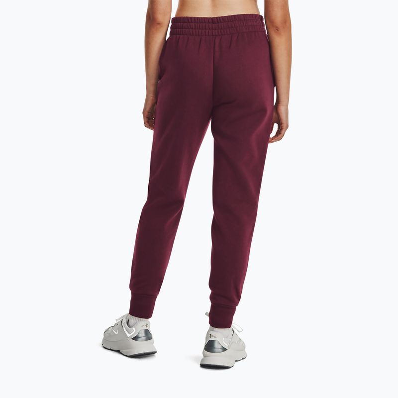 Γυναικείο παντελόνι προπόνησης Under Armour Rival Fleece dark maroon/white 3