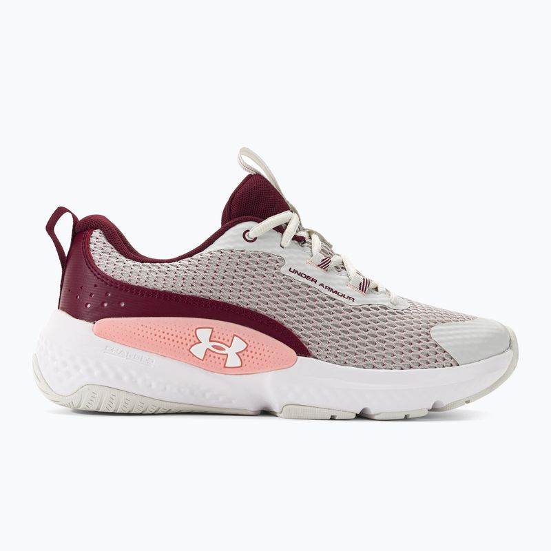 Γυναικεία αθλητικά παπούτσια προπόνησης Under Armour W Dynamic Select λευκός άργιλος/βαθύ κόκκινο/λευκό 2