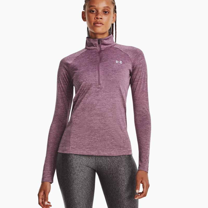 Under Armour Tech 1/2 Zip γυναικείο φούτερ - Twist misty purple/fresh orchid/metallic silver