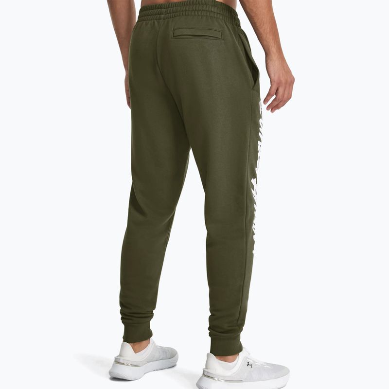 Under Armour Rival Fleece Graphic Joggers ανδρικό παντελόνι προπόνησης marine από πράσινο/λευκό 3