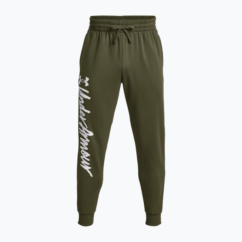 Under Armour Rival Fleece Graphic Joggers ανδρικό παντελόνι προπόνησης marine από πράσινο/λευκό 4