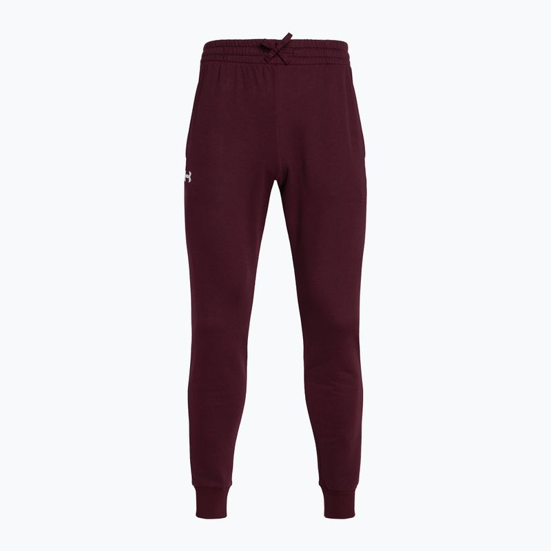 Under Armour Rival Fleece Joggers σκούρο καφέ/λευκό ανδρικό παντελόνι προπόνησης 4