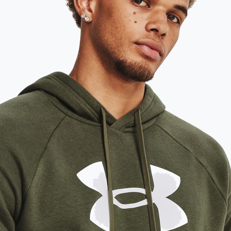 Under Armour ανδρική κουκούλα Rival Fleece Logo HD marine από πράσινο/λευκό 3