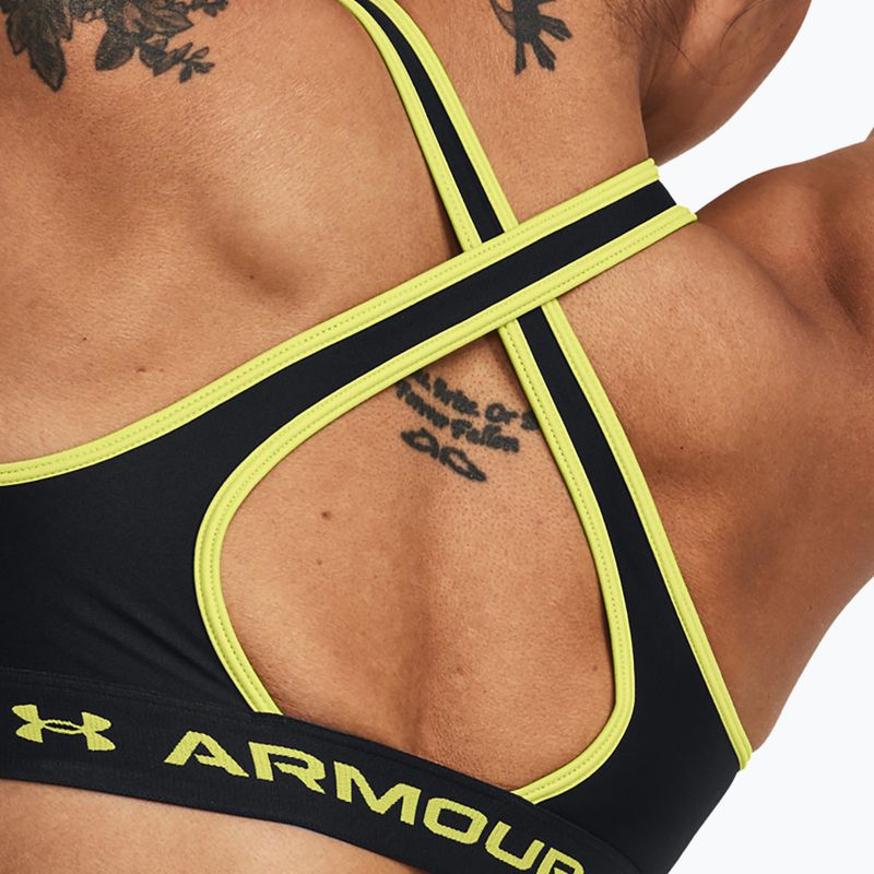 Under Armour Crossback Mid μαύρο/κίτρινο σουτιέν γυμναστικής 4