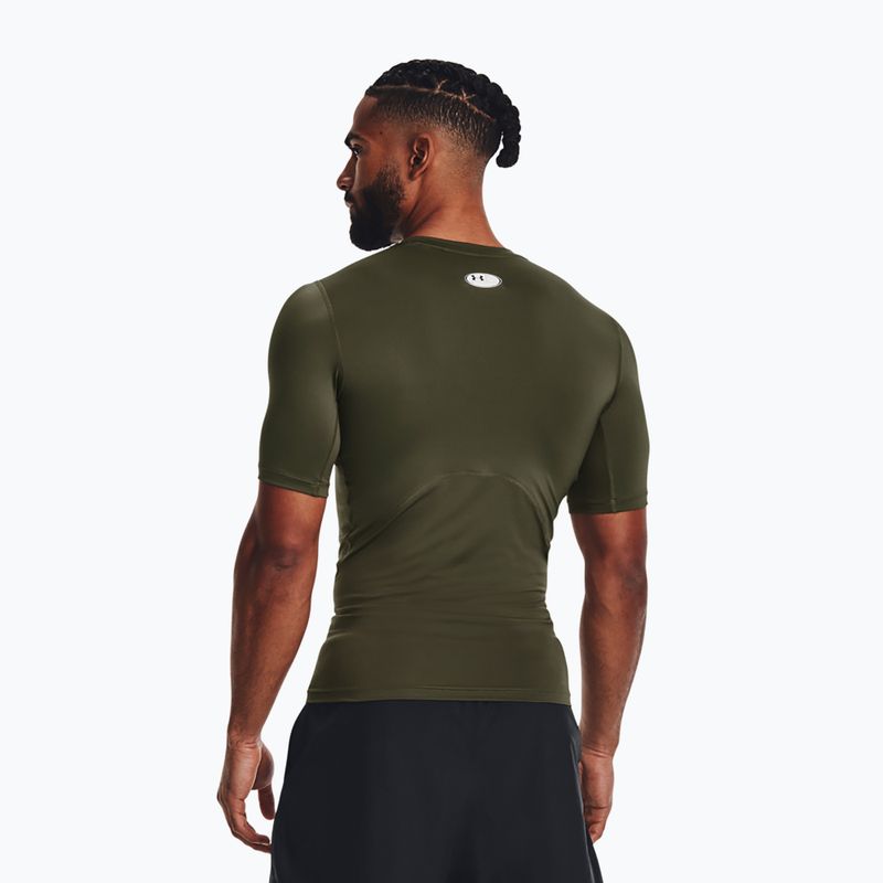 Under Armour HG Armour Comp SS ανδρικό μπλουζάκι προπόνησης marine από πράσινο/λευκό 2