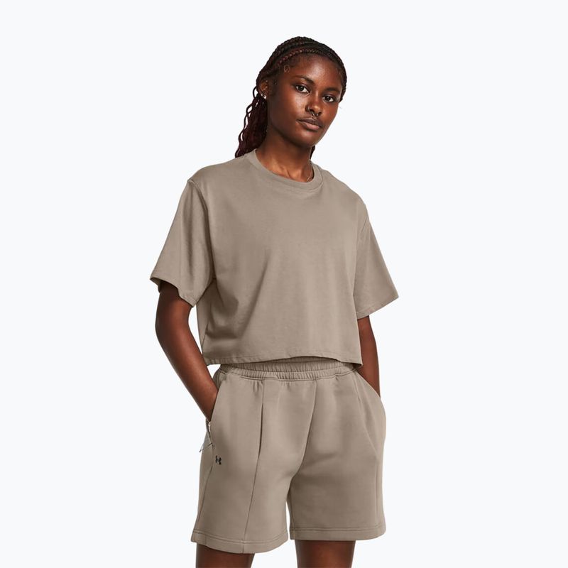 Under Armour Campus Boxy Crop taupe dusk/μαύρο γυναικείο μπλουζάκι προπόνησης