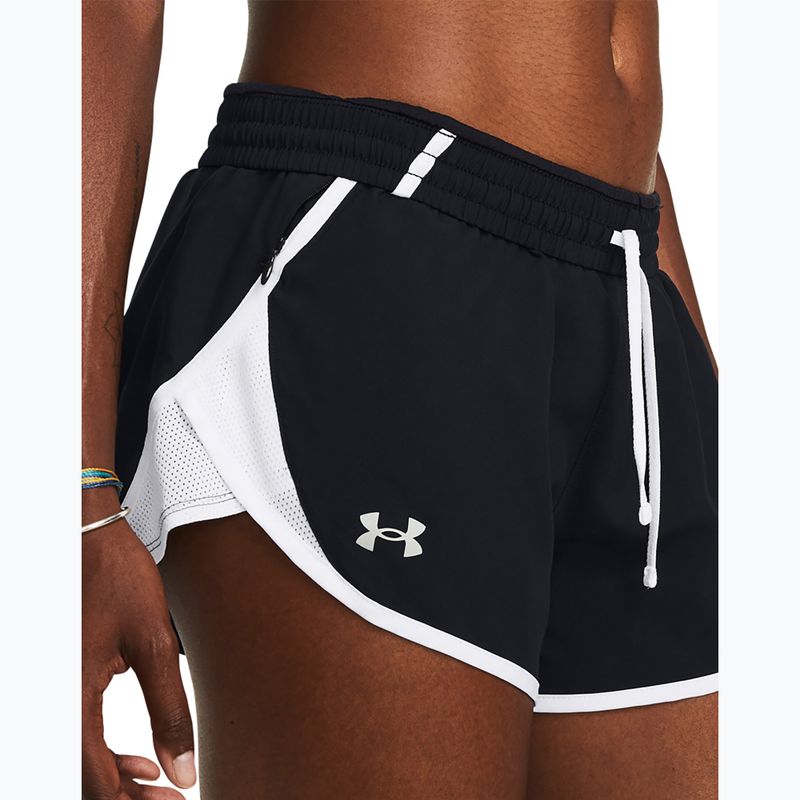 Under Armour Fly By 3" γυναικείο σορτς για τρέξιμο μαύρο / λευκό / αντανακλαστικό 4