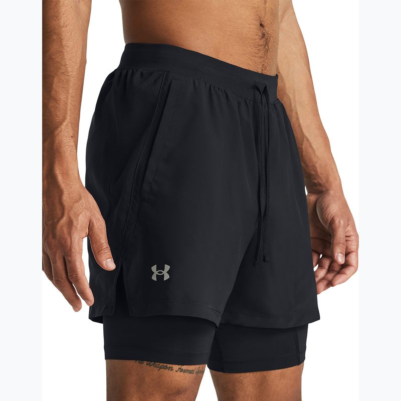 Ανδρικό σορτς τρεξίματος Under Armour Launch 5" 2in1 μαύρο/μαύρο/ανακλαστικό 4