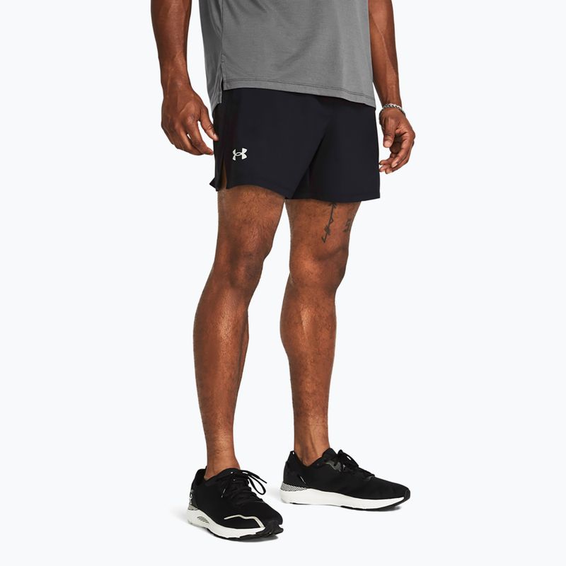 Ανδρικό σορτς τρεξίματος Under Armour Lanch 5" Χωρίς επένδυση μαύρο / μαύρο / αντανακλαστικό