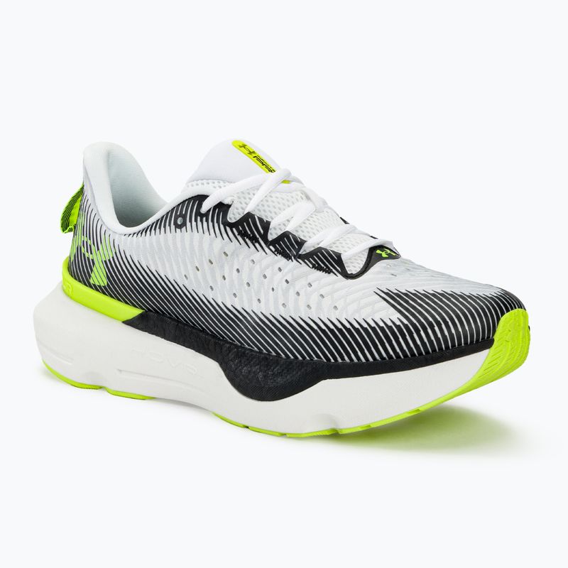 Under Armour Infinite Pro ανδρικά παπούτσια για τρέξιμο λευκό/μαύρο/κίτρινο υψηλής ορατότητας