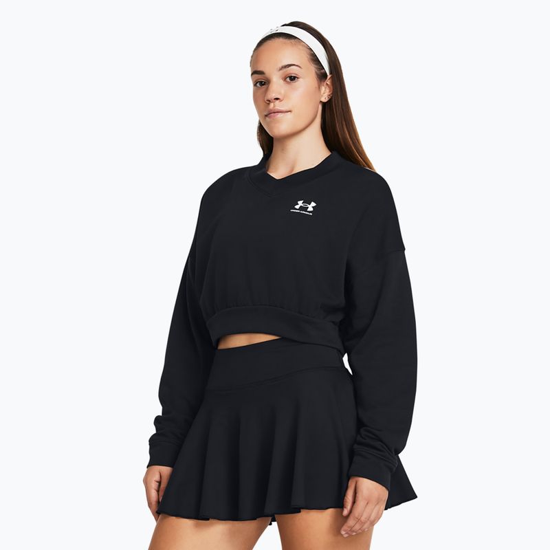 Under Armour γυναικείο φούτερ προπόνησης Rival Terry Os Crop Crew μαύρο/λευκό